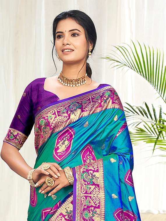 women self design banarasi saree with blouse - 22140211 -  Standard Image - 1