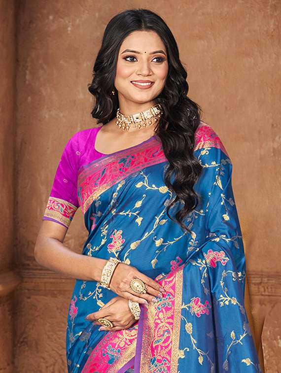 women self design banarasi saree with blouse - 22140215 -  Standard Image - 1