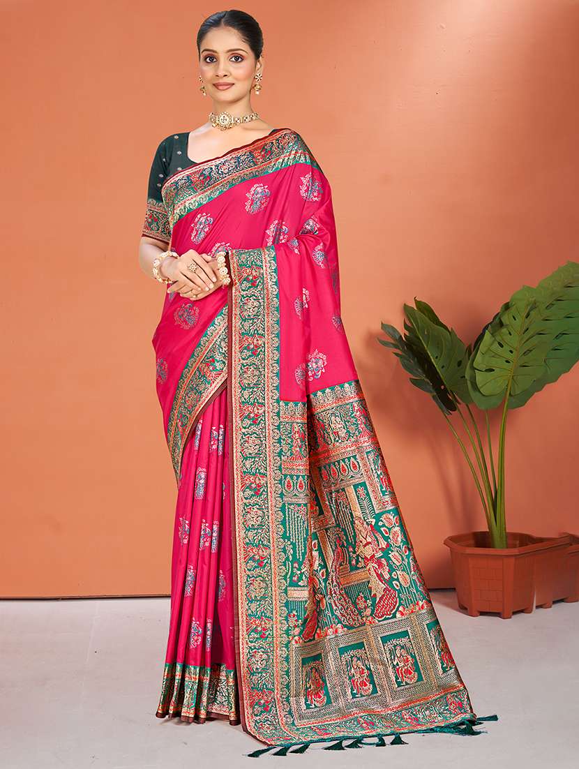 women self design banarasi saree with blouse