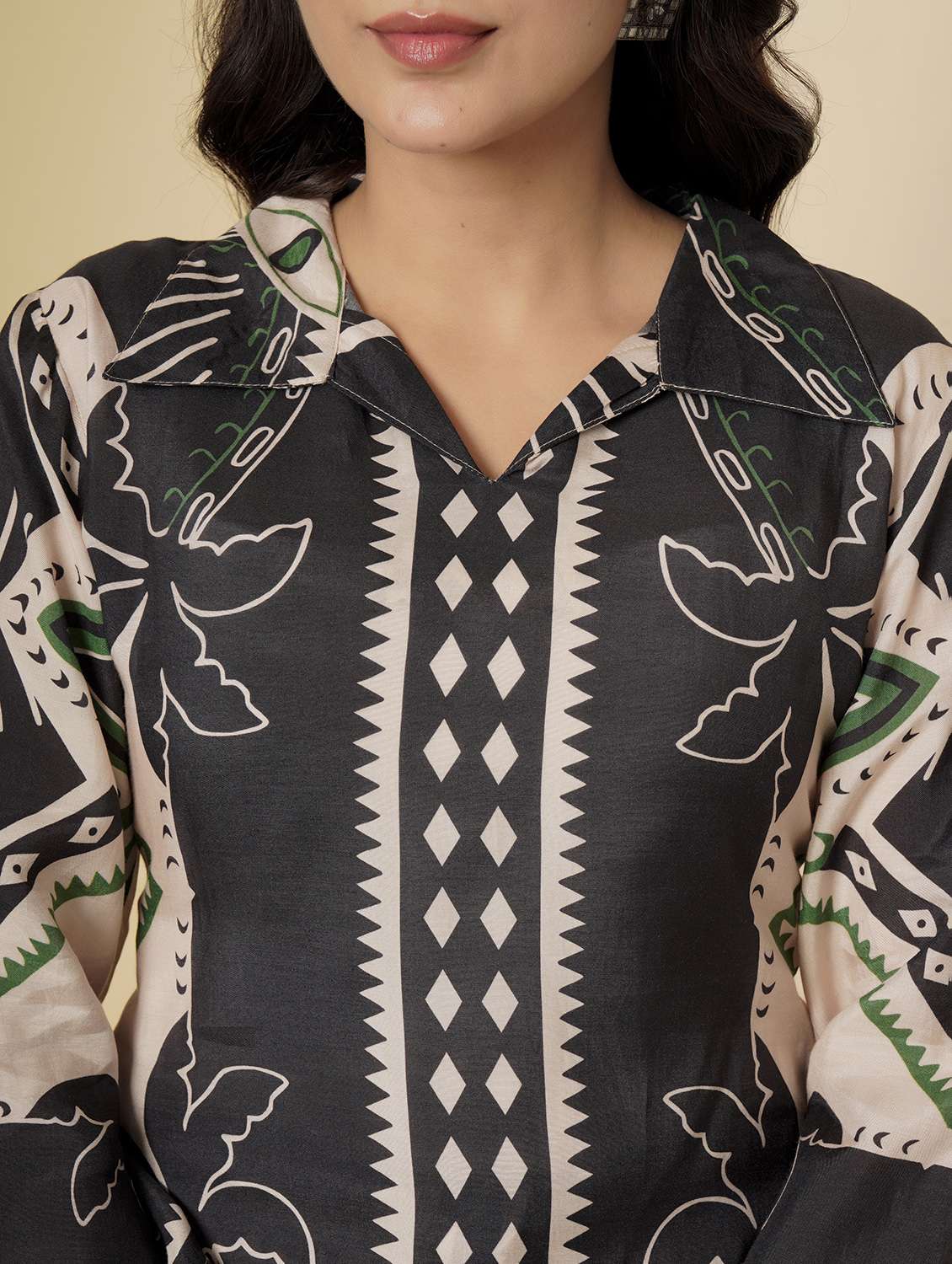 women printed three quarter sleeve ethnic co-ord set - 22140236 - Standard Image - 4