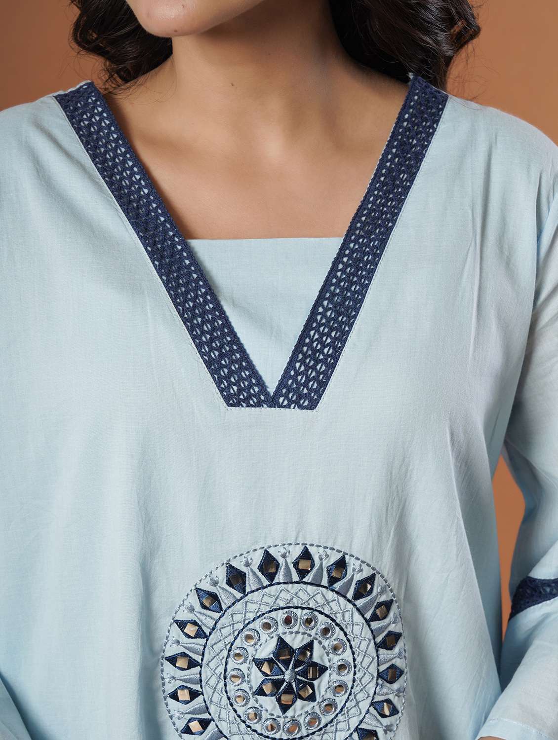 women solid with work square neck a-line ethnic dress - 22140240 -  Standard Image - 4