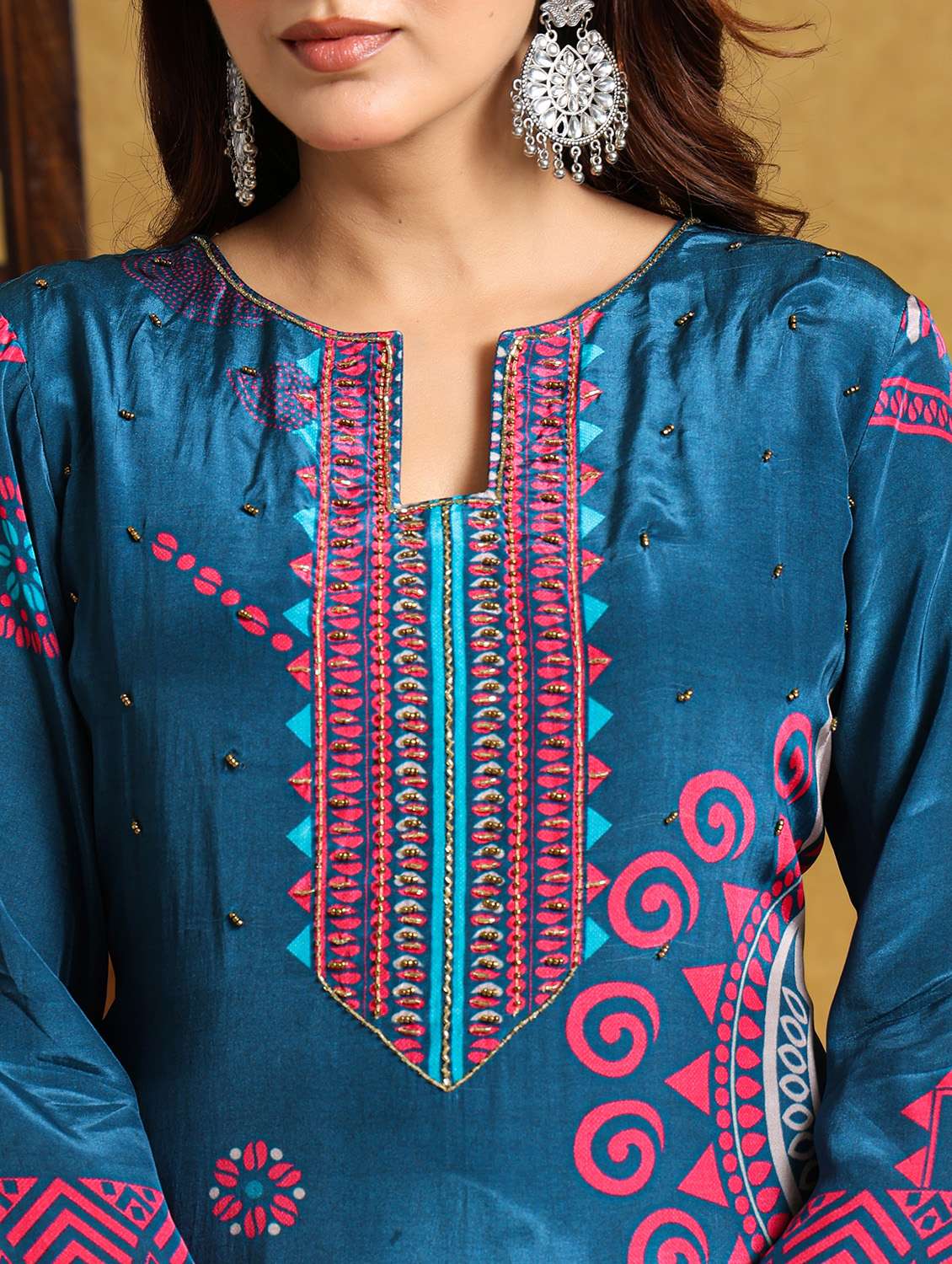 women printed three quarter sleeve kurta pant with dupatta set - 22140248 - Standard Image - 4