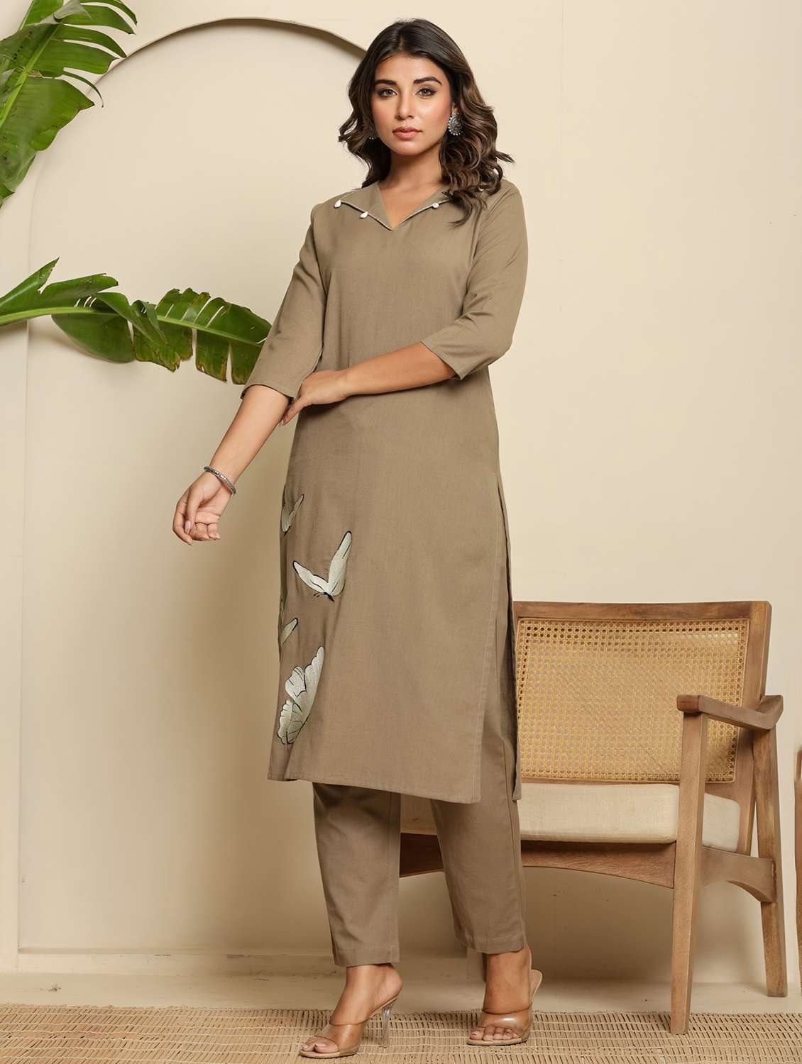 women printed three quarter sleeve kurta pant set - 22140252 - Standard Image - 1