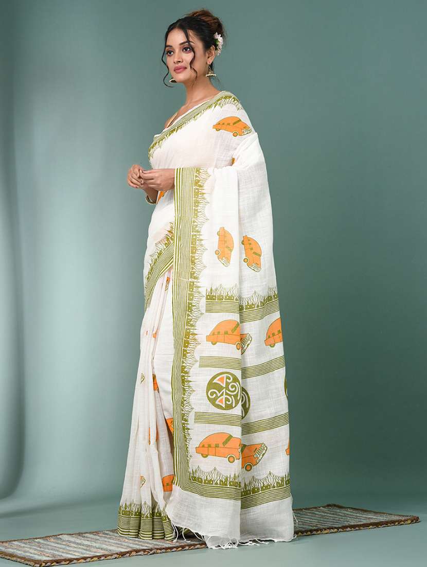 women printed handloom saree with blouse - 22140273 -  Standard Image - 1