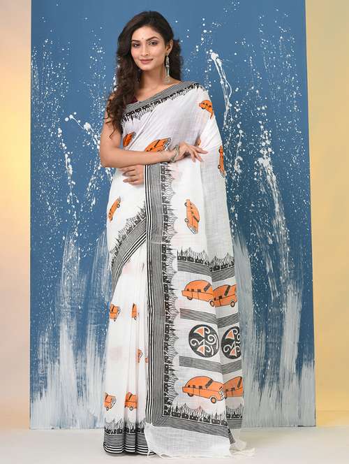 women printed handloom saree with blouse - 22140274 - Standard Image - 0