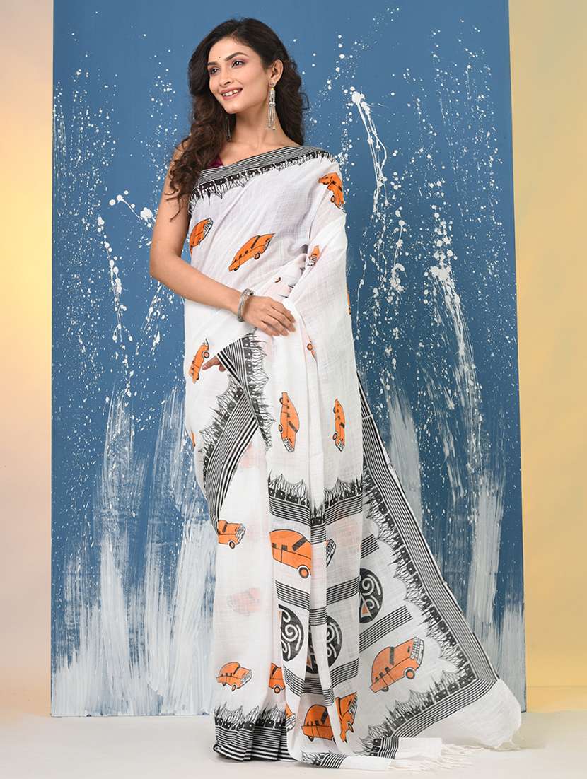 women printed handloom saree with blouse - 22140274 - Standard Image - 1