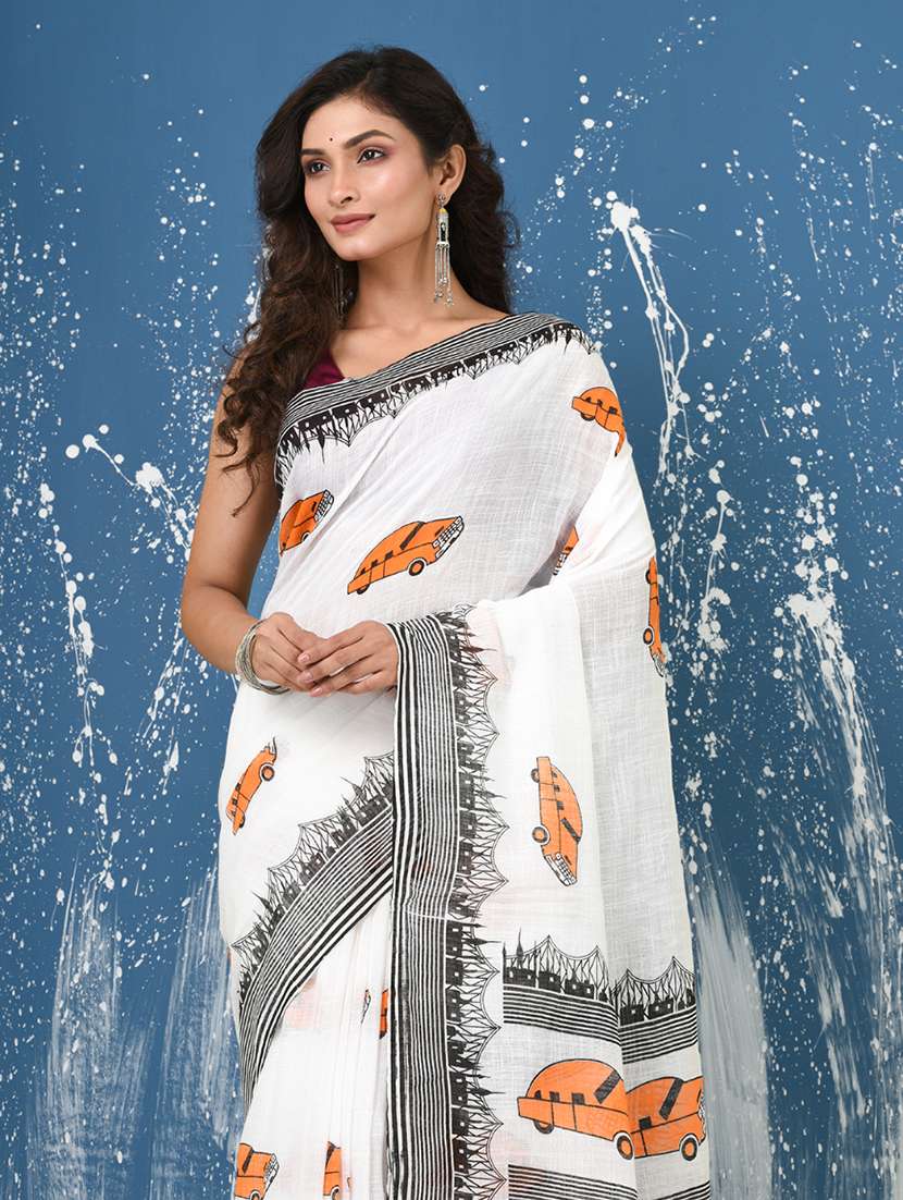 women printed handloom saree with blouse - 22140274 - Standard Image - 4