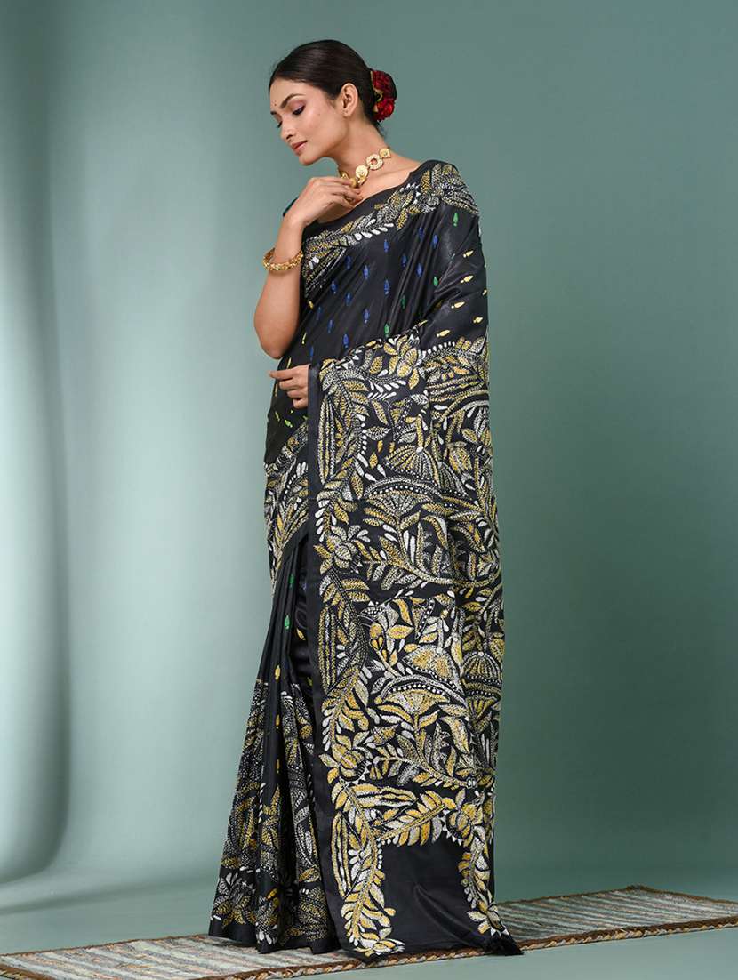 women handloom kantha stitch saree with blouse - 22140325 - Standard Image - 1