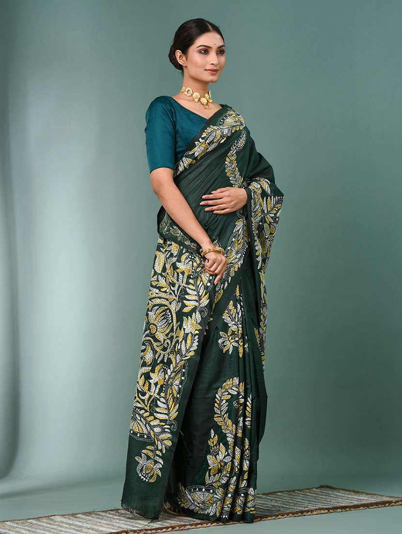 women handloom kantha stitch saree with blouse - 22140327 - Standard Image - 1