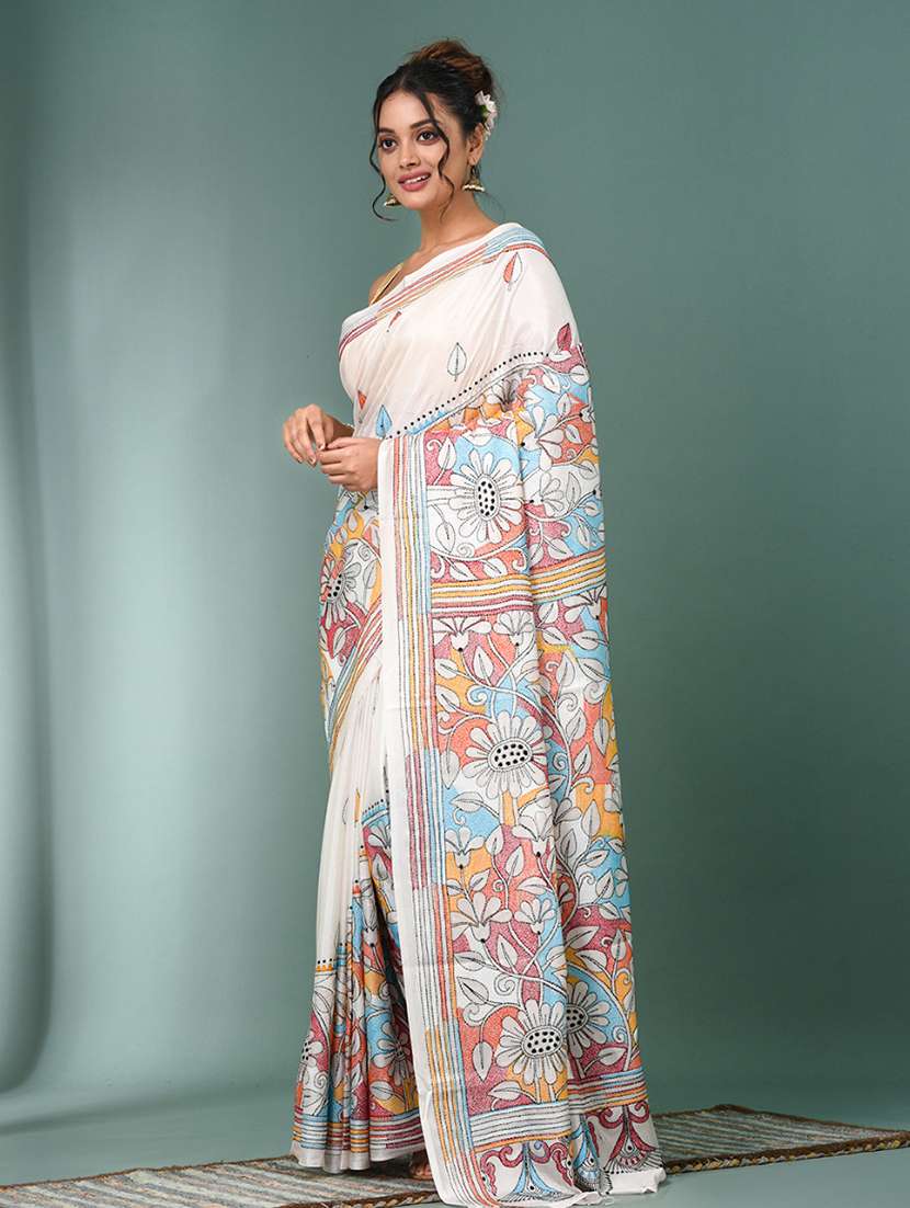 women handloom kantha stitch saree with blouse - 22140332 - Standard Image - 1