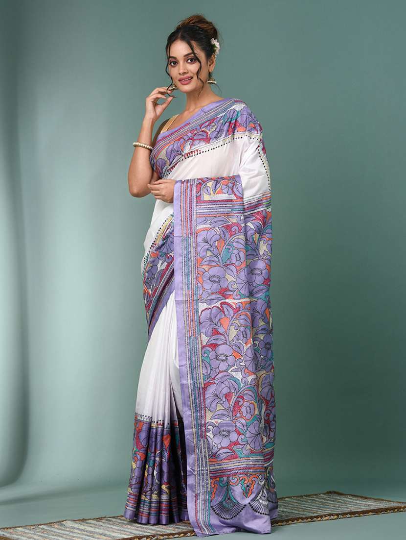 women handloom kantha stitch saree with blouse - 22140333 - Standard Image - 1