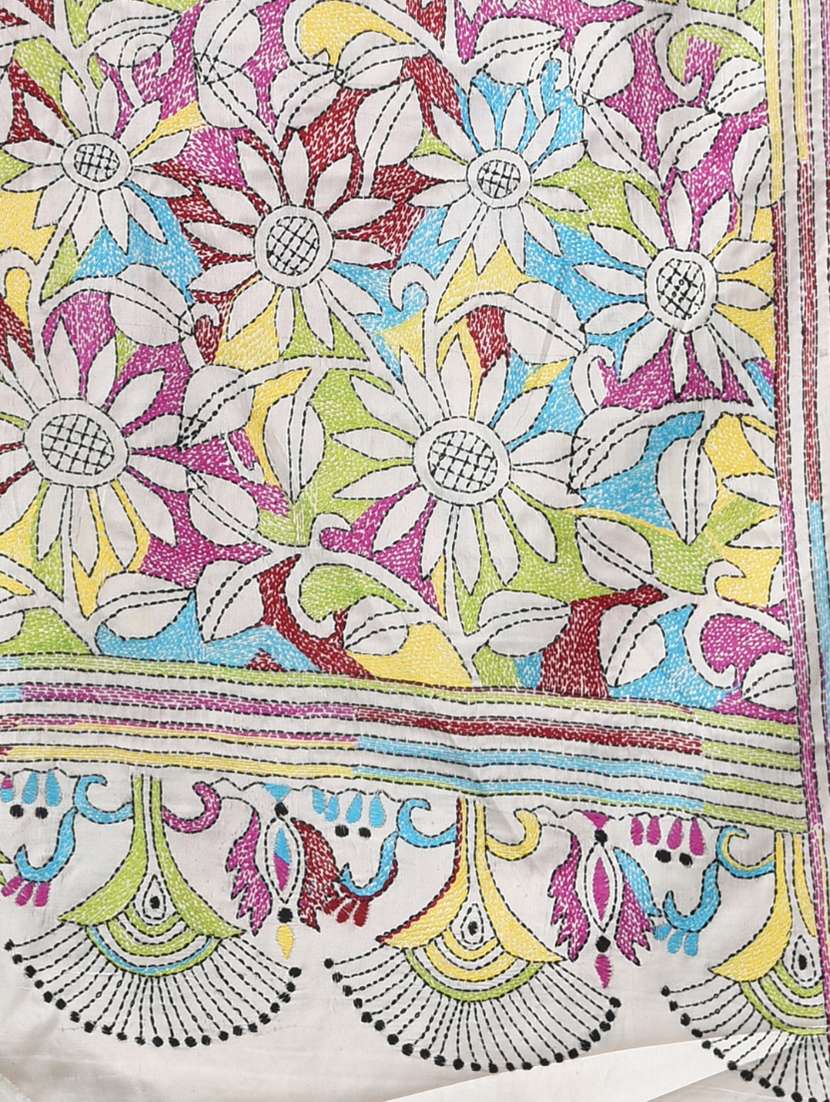 women handloom kantha stitch saree with blouse - 22140334 - Standard Image - 6