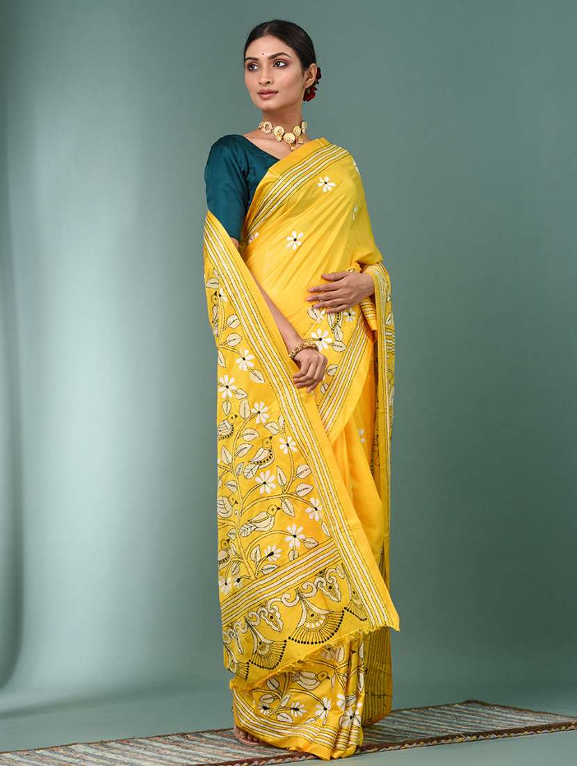 women handloom kantha stitch saree with blouse - 22140337 - Standard Image - 1