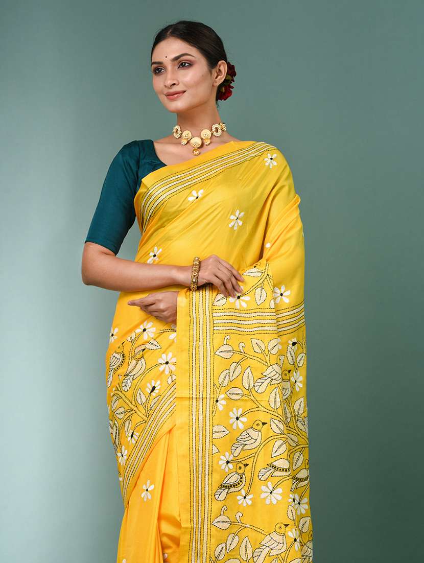 women handloom kantha stitch saree with blouse - 22140337 - Standard Image - 4