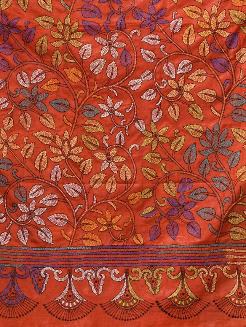 women handloom kantha stitch saree with blouse - 22140339 - Standard Image - 6