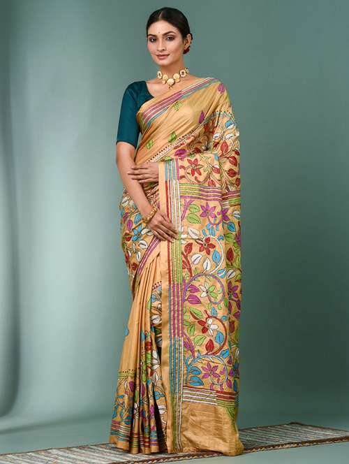women handloom kantha stitch saree with blouse - 22140341 - Standard Image - 0
