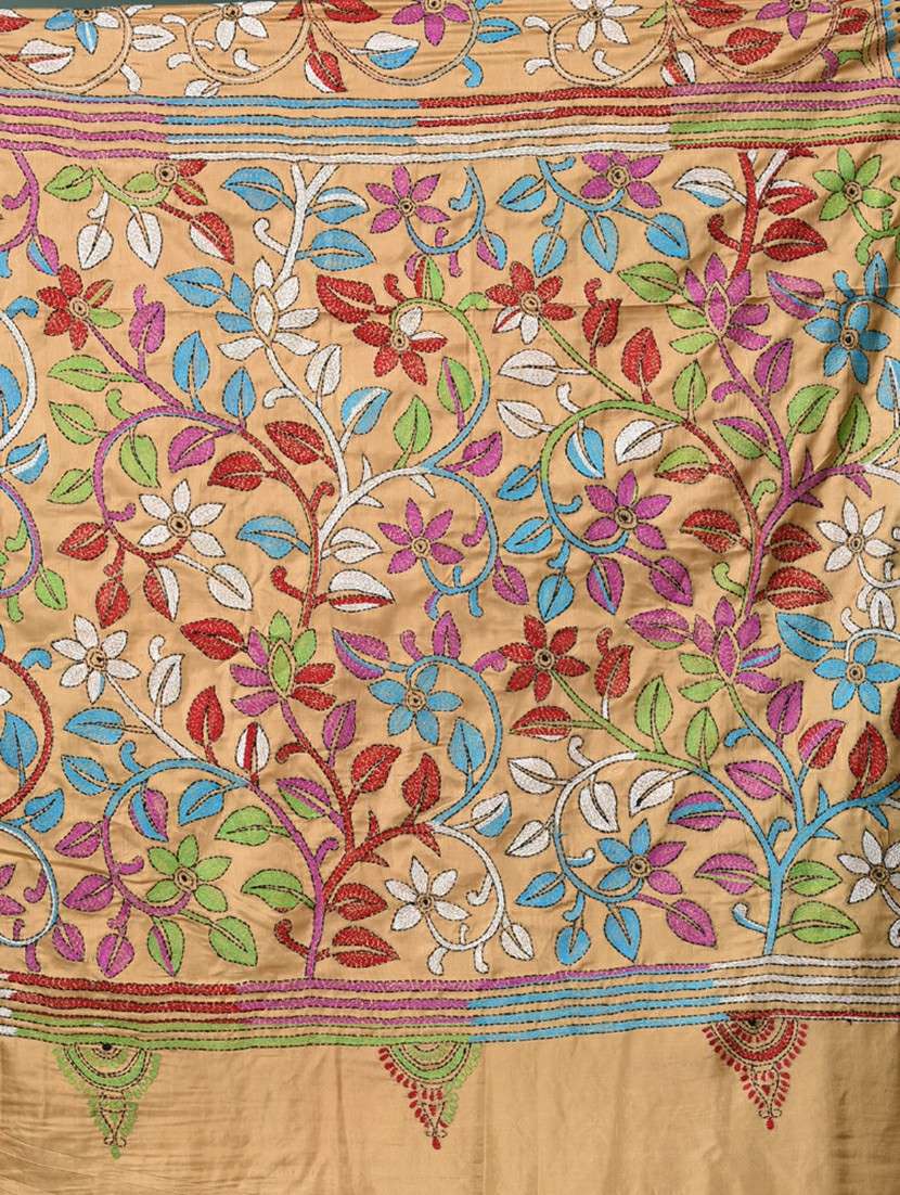 women handloom kantha stitch saree with blouse - 22140341 - Standard Image - 6