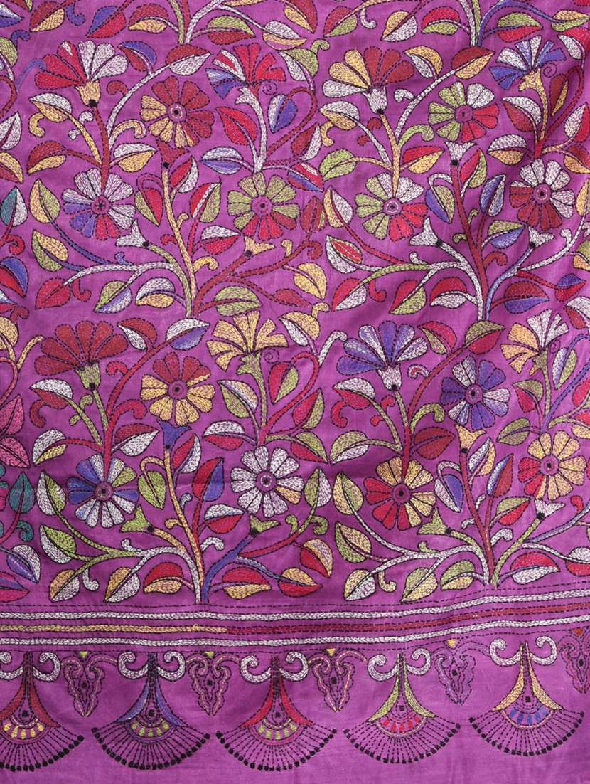 women handloom kantha stitch saree with blouse - 22140343 - Standard Image - 6