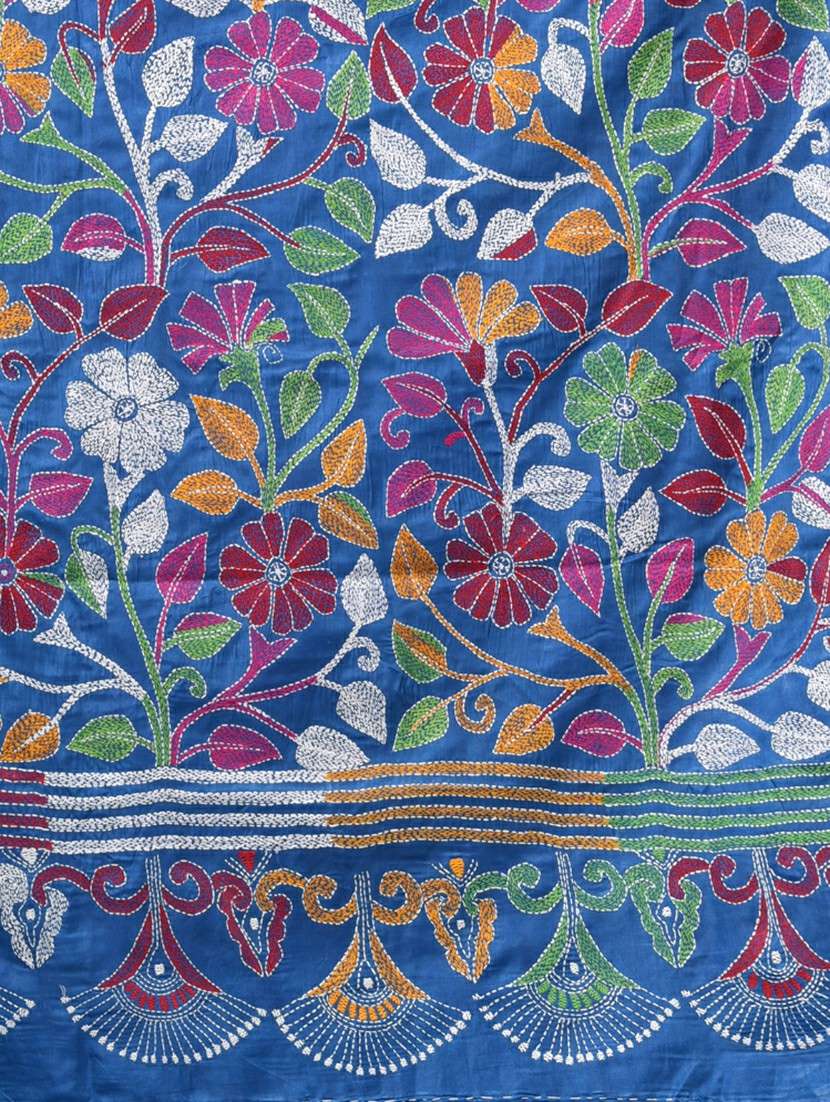 women handloom kantha stitch saree with blouse - 22140344 -  Standard Image - 6