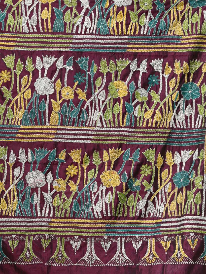women handloom kantha stitch saree with blouse - 22140349 -  Standard Image - 6