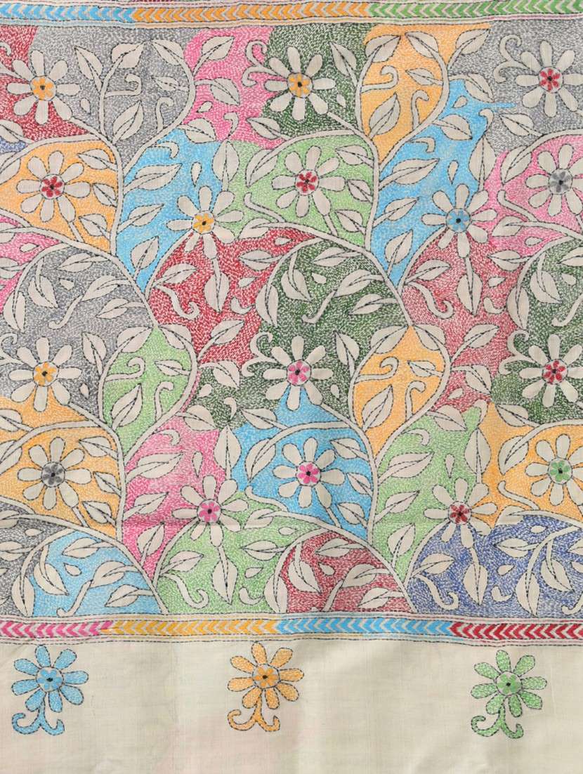 women handloom kantha stitch saree with blouse - 22140358 - Standard Image - 6