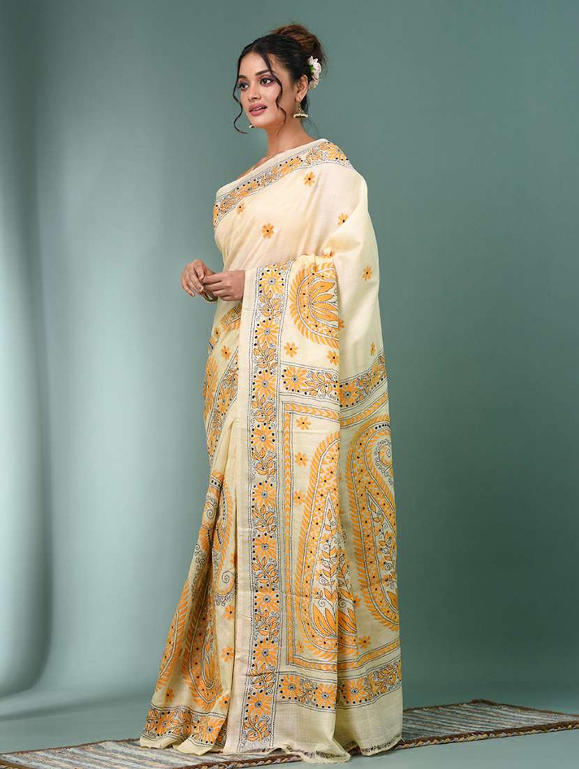 women handloom kantha stitch saree with blouse - 22140359 - Standard Image - 1