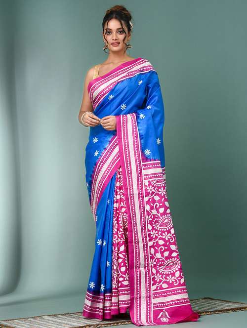women handloom kantha stitch saree with blouse - 22140360 - Standard Image - 0