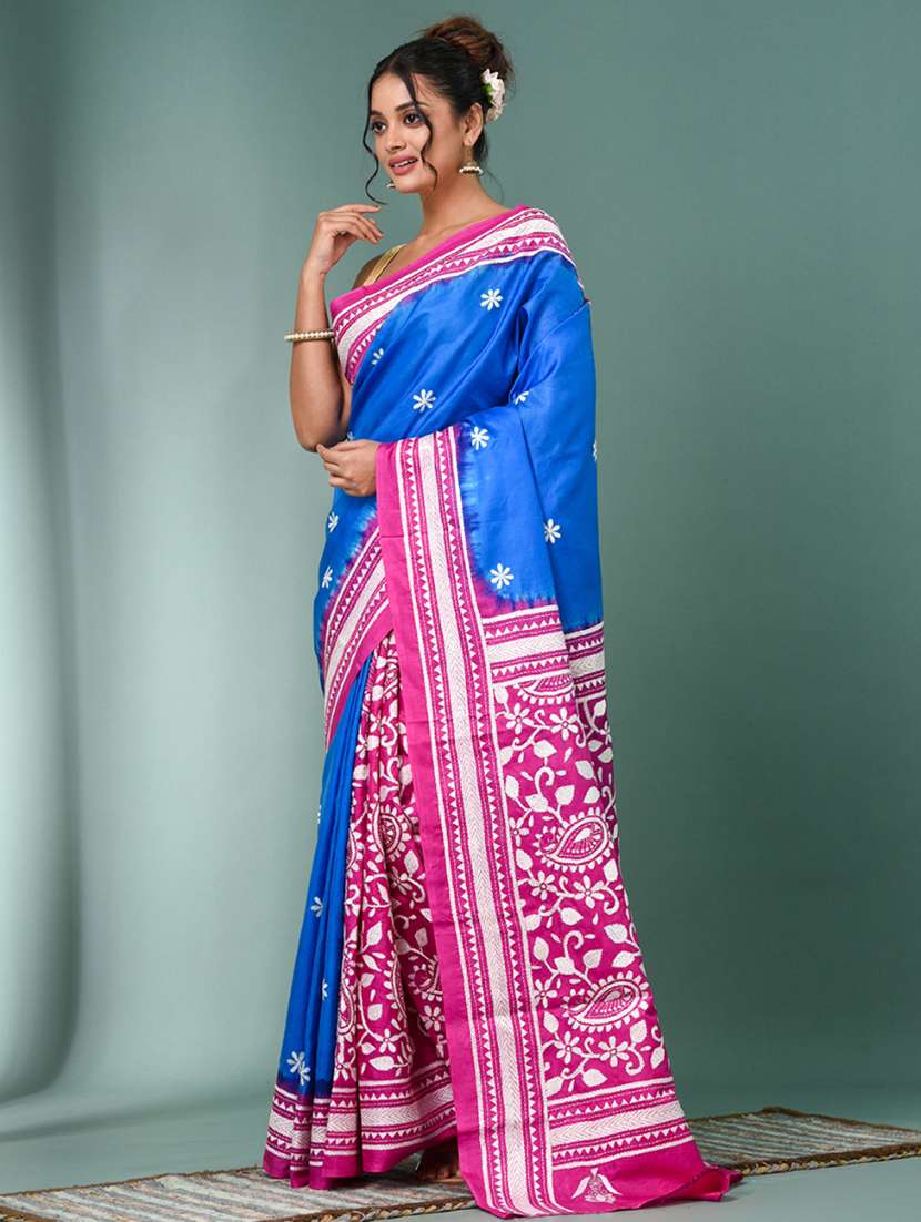 women handloom kantha stitch saree with blouse - 22140360 - Standard Image - 1