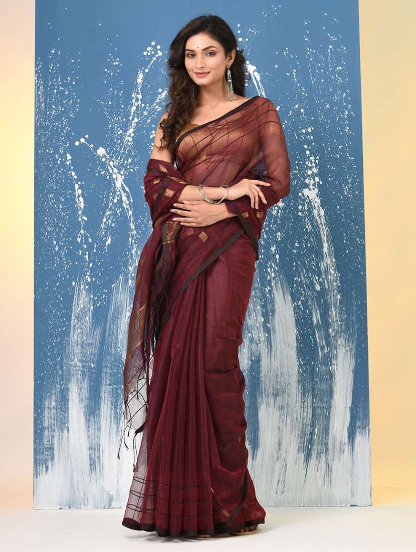 women self design handloom saree with blouse - 22140412 -  Standard Image - 1