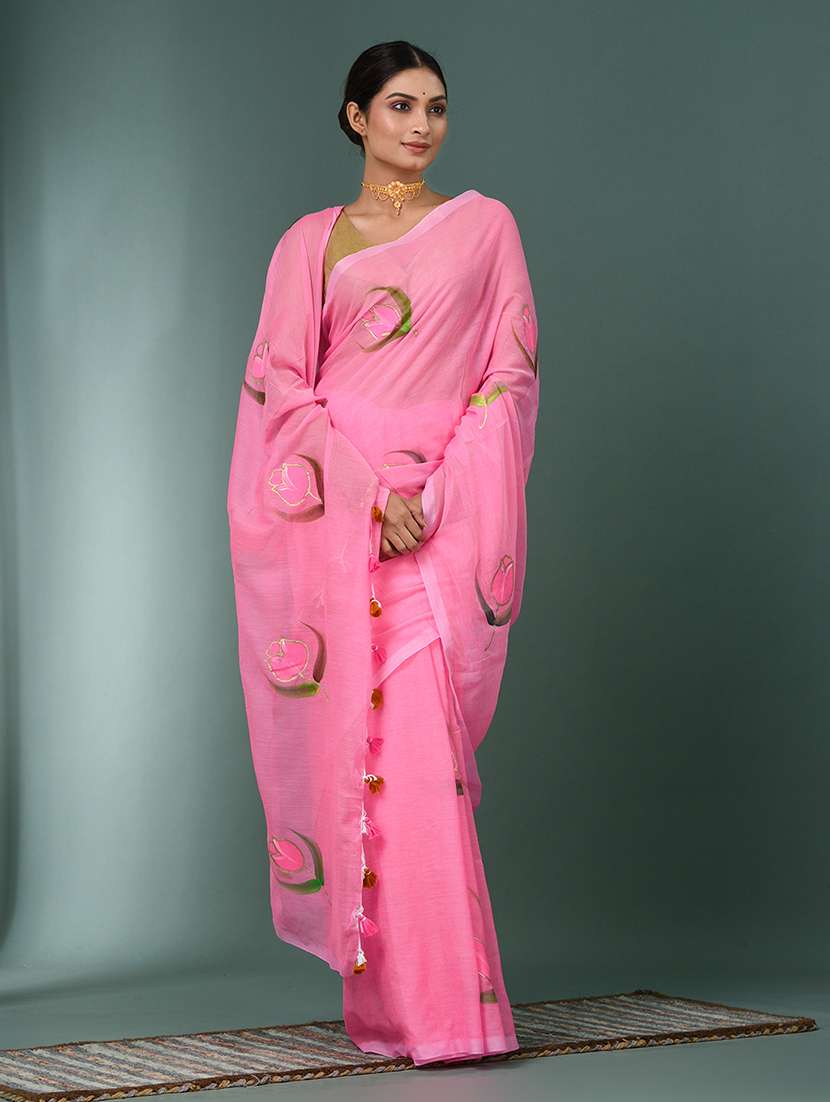 women floral printed handloom saree - 22140419 -  Standard Image - 1