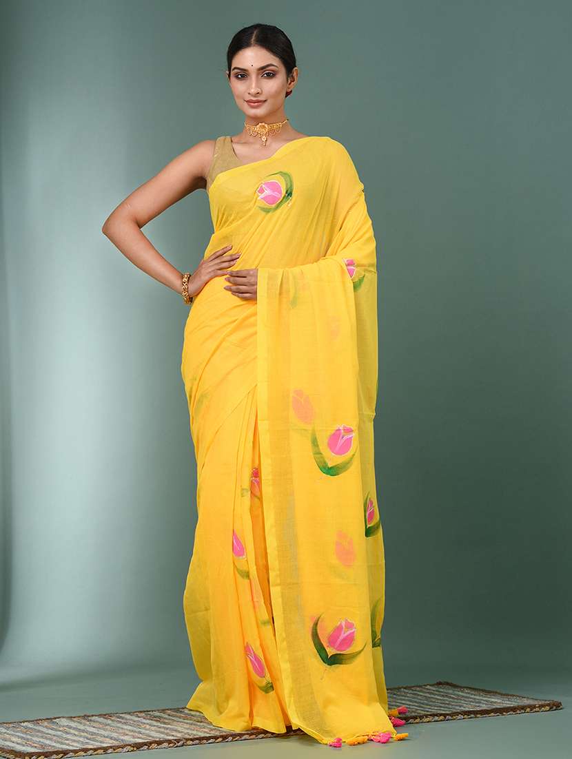 women floral printed handloom saree
