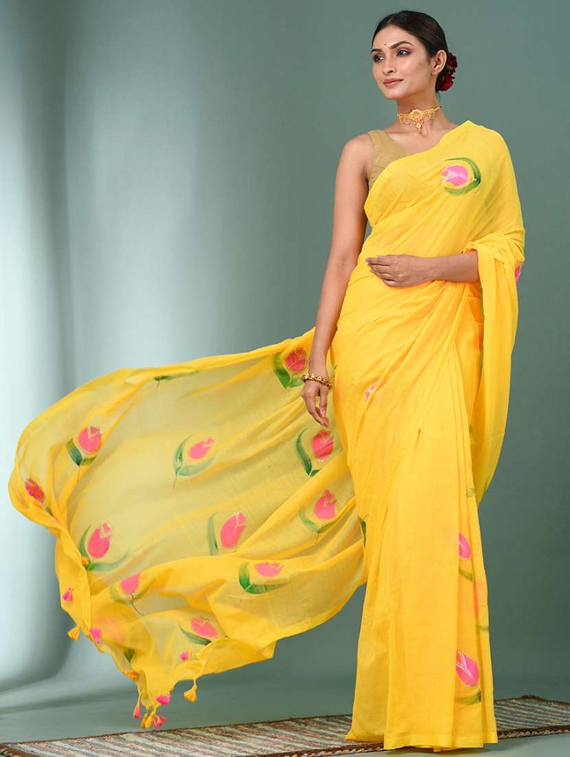 women floral printed handloom saree - 22140420 -  Standard Image - 1