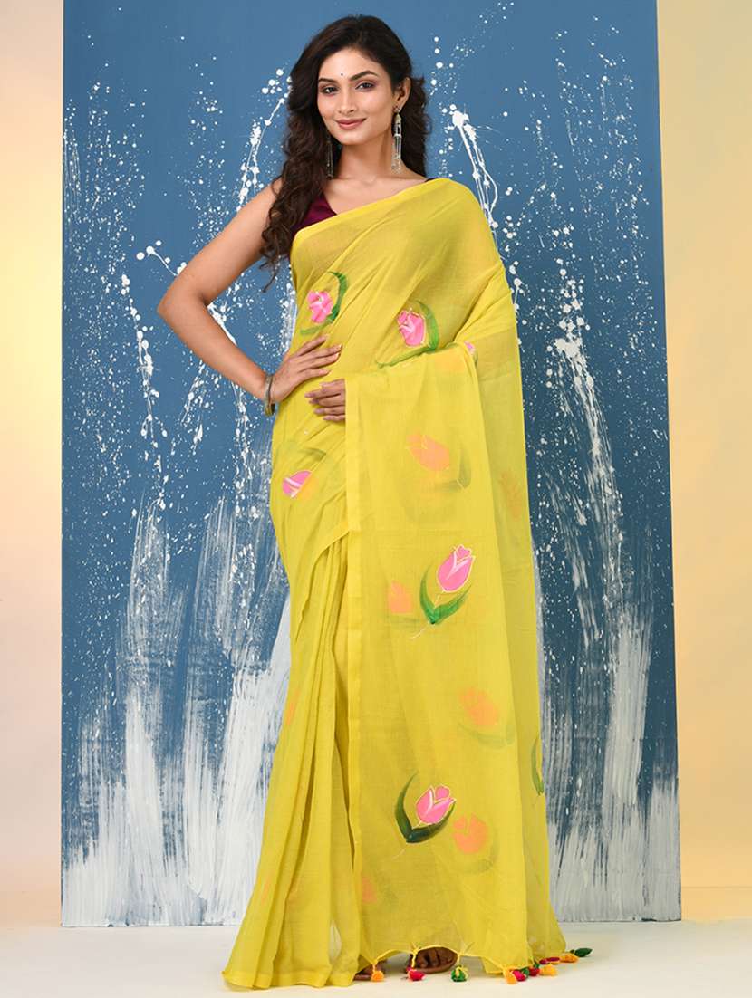 women floral printed handloom saree