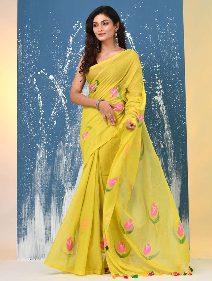women floral printed handloom saree - 22140421 -  Standard Image - 1