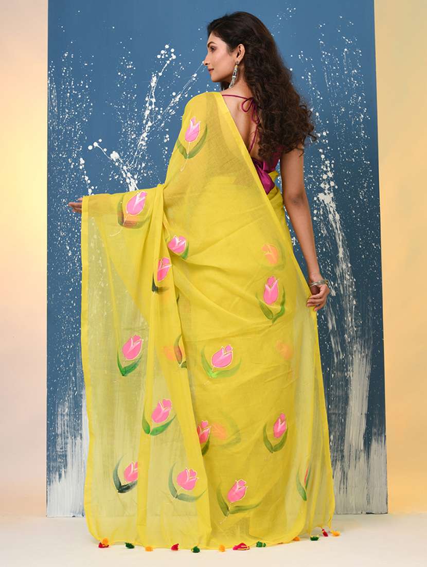 women floral printed handloom saree - 22140421 -  Standard Image - 4