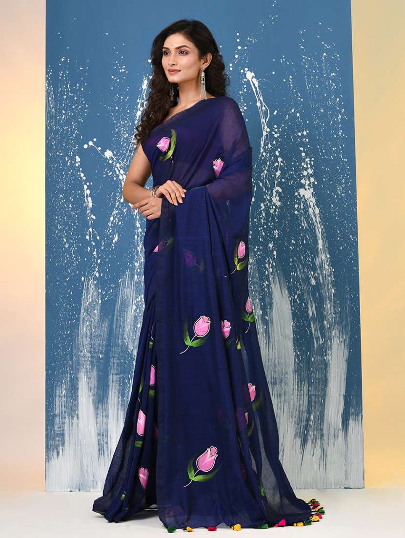 women floral printed handloom saree - 22140423 -  Standard Image - 1