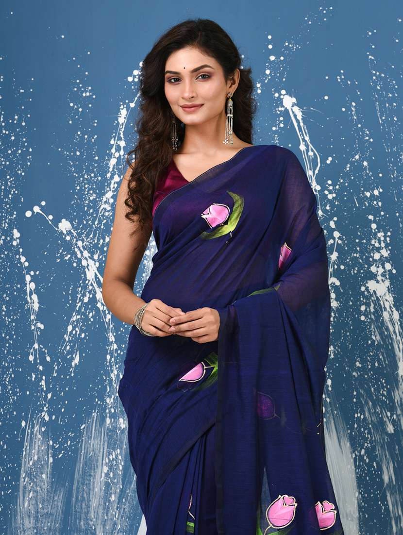 women floral printed handloom saree - 22140423 -  Standard Image - 4