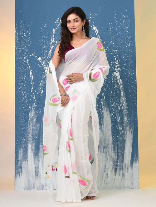 women floral printed handloom saree - 22140424 - Standard Image - 0