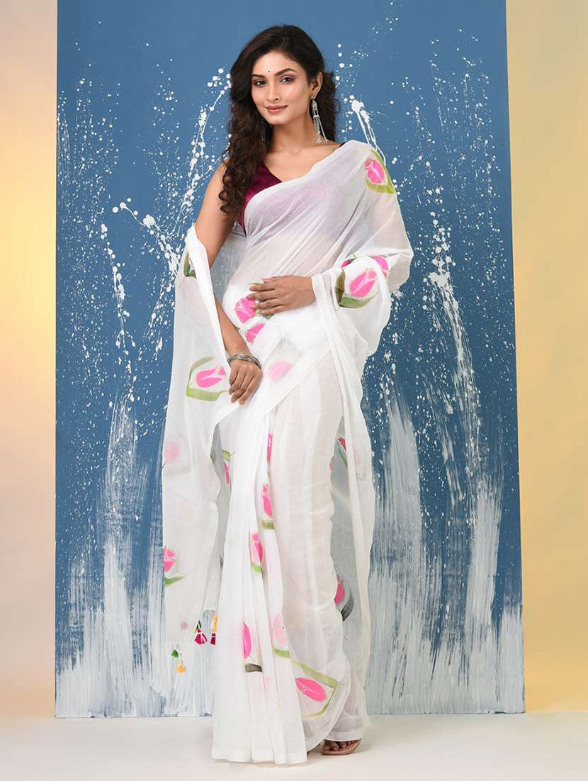 women floral printed handloom saree - 22140424 - Zoom Image - 0