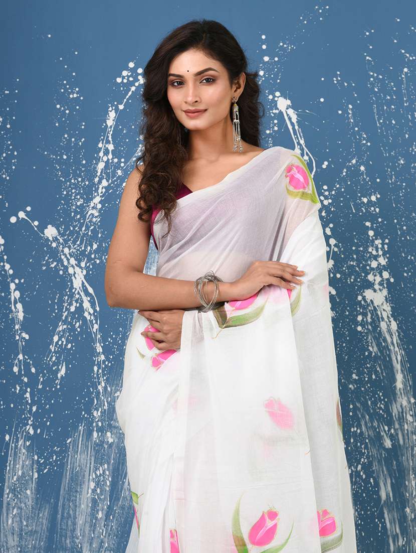 women floral printed handloom saree - 22140424 - Standard Image - 4