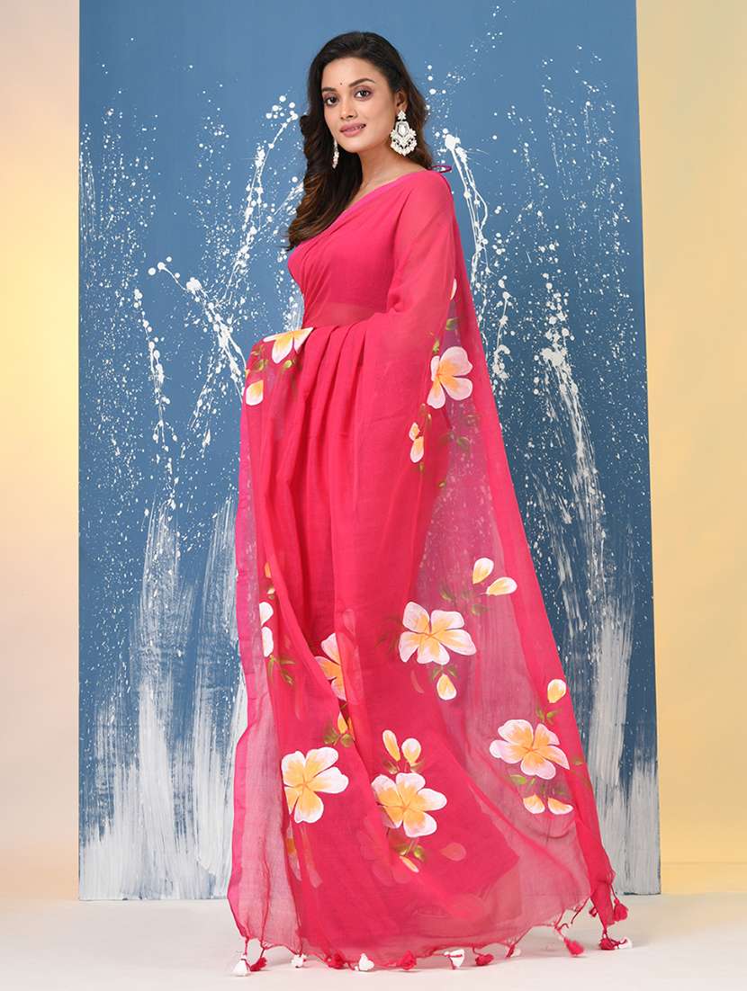 women floral printed handloom saree - 22140426 -  Standard Image - 1