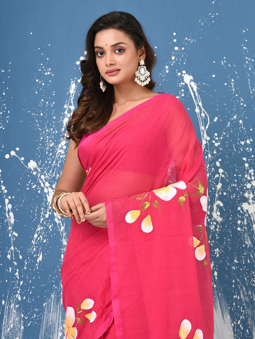 women floral printed handloom saree - 22140426 -  Standard Image - 4