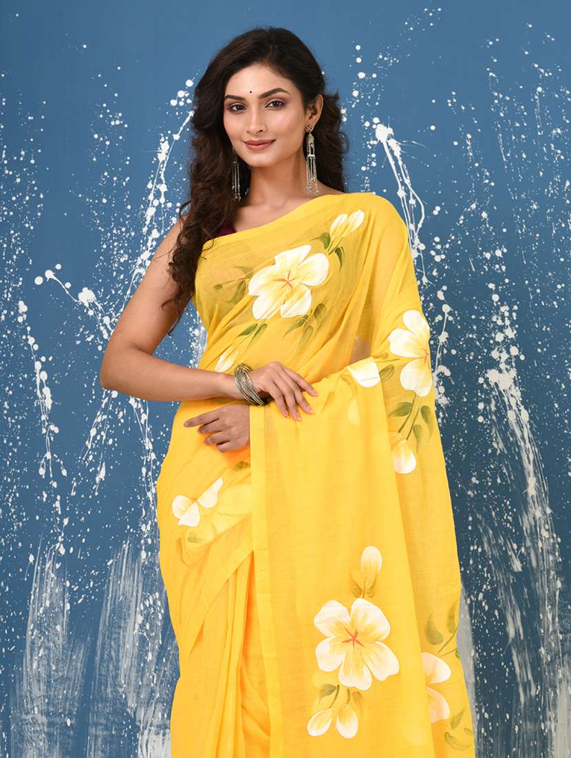 women floral printed handloom saree - 22140427 - Standard Image - 4