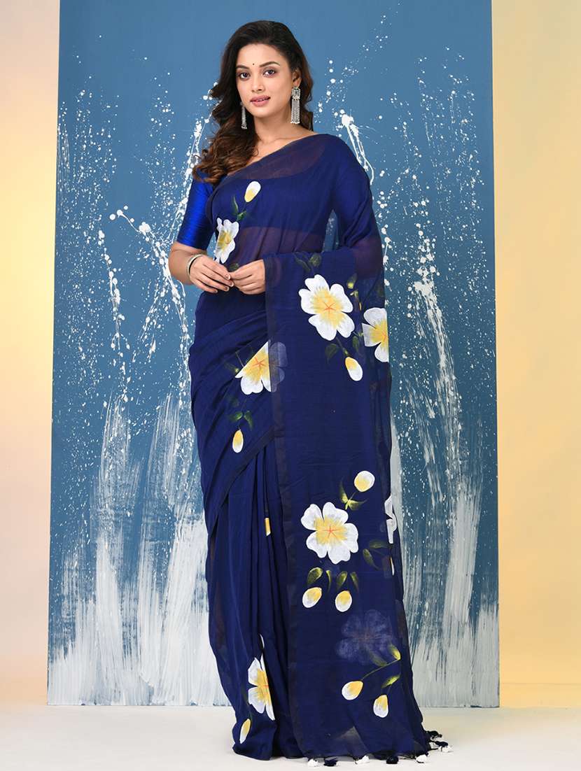 women floral printed handloom saree - 22140430 -  Standard Image - 1