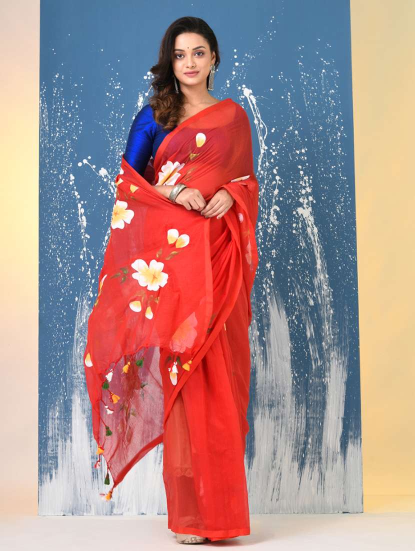 women floral printed handloom saree - 22140435 -  Standard Image - 1