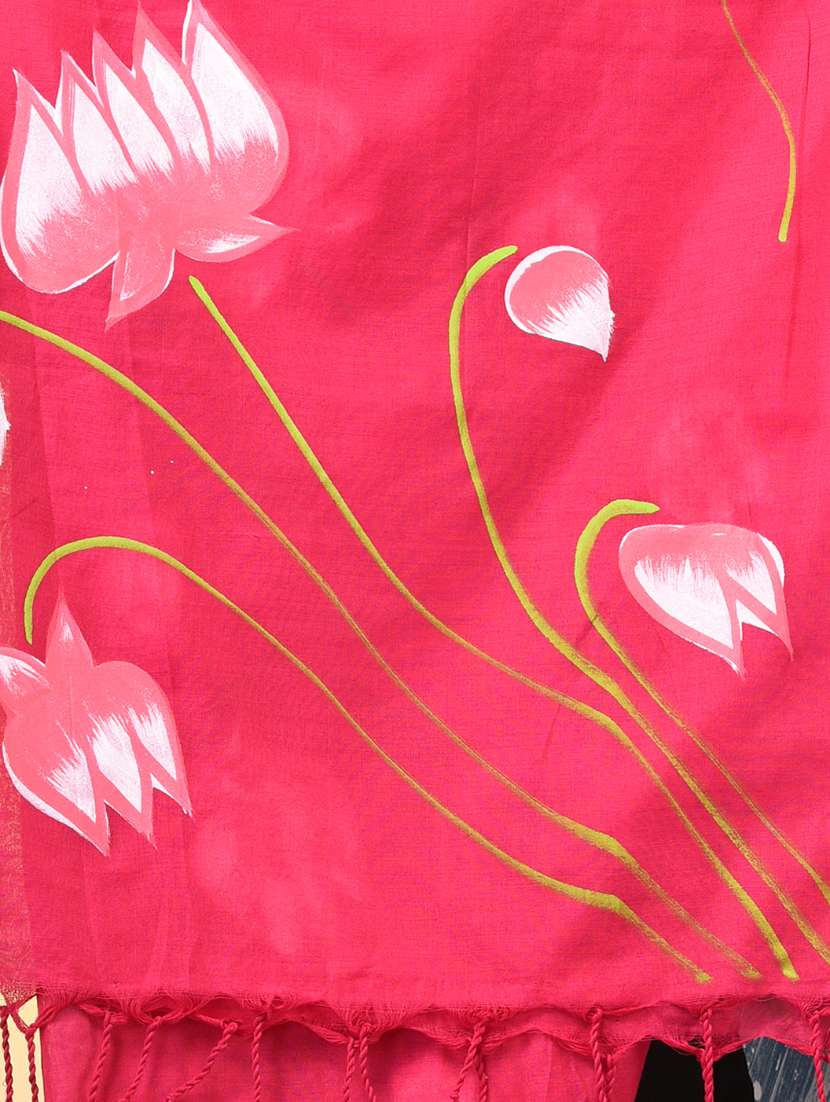 women floral printed handloom saree with blouse - 22140440 -  Standard Image - 6