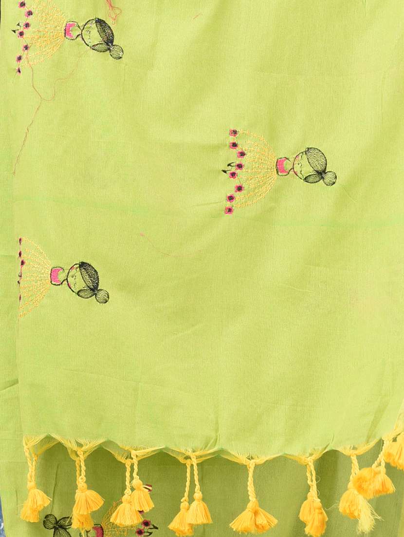 women solid with work handloom saree with blouse - 22140446 -  Standard Image - 6