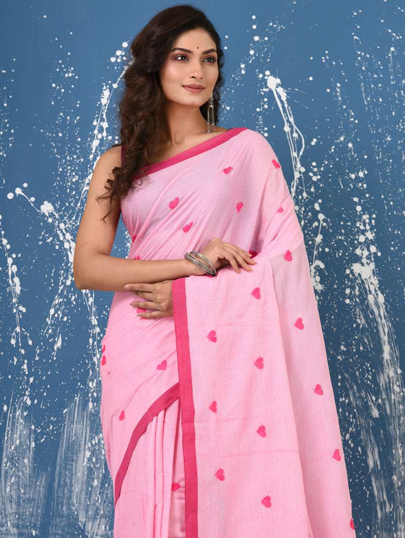 women solid with work handloom saree with blouse - 22140450 -  Standard Image - 4
