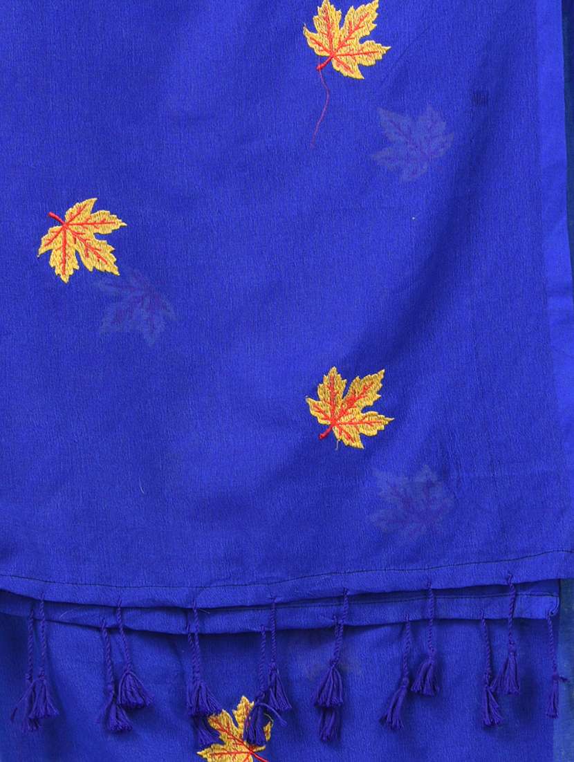 women solid with work handloom saree with blouse - 22140451 -  Standard Image - 6
