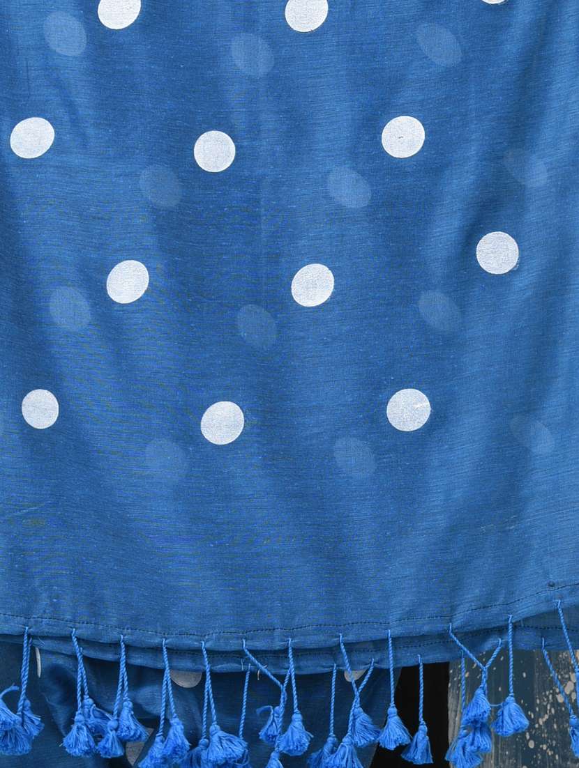 women polka dot handloom saree with blouse - 22140458 -  Standard Image - 6